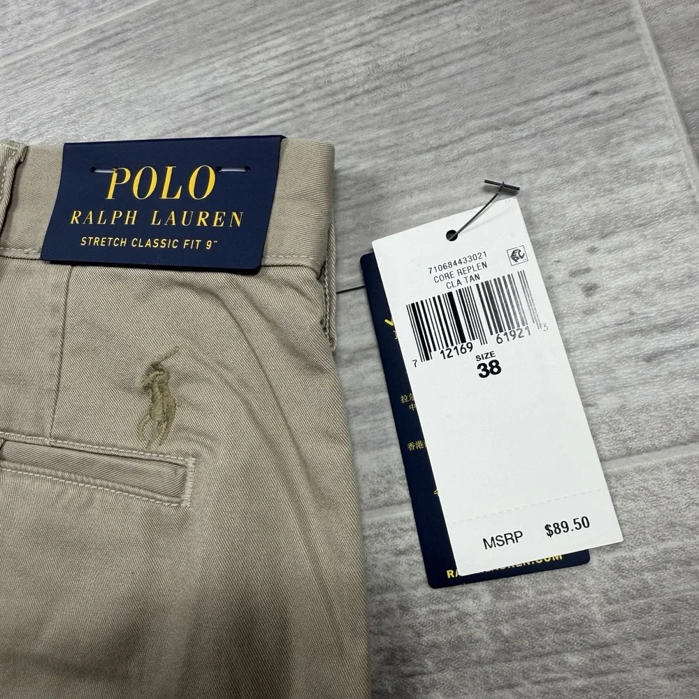 Polo Ralph Lauren Men's 38 Beige Chino Shorts Stretch Classic Fit 9
